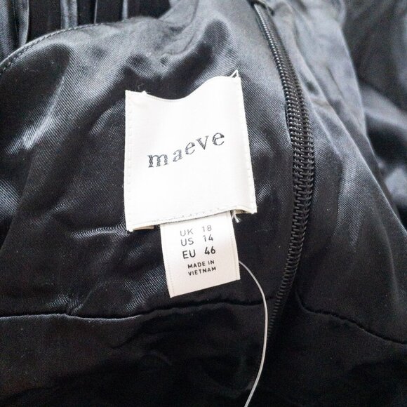 Anthropologie Maeve Black Ruffled Tiered Mini Dress With Spaghetti Straps & Plun - Picture 15 of 16